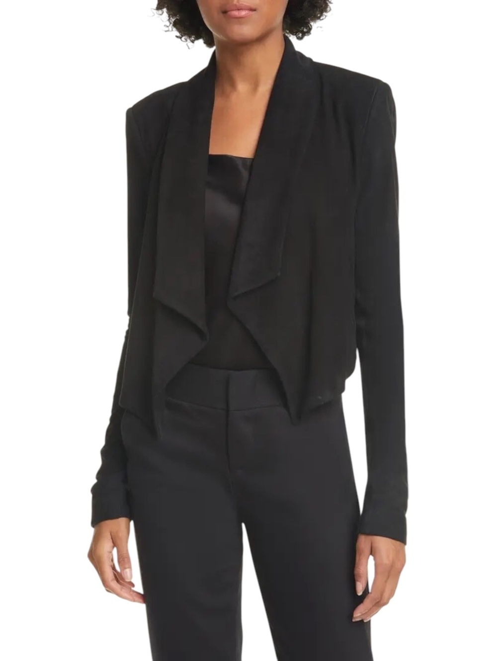 ALICE + OLIVIA Harvey Suede Drape Jacket | Black | Size M